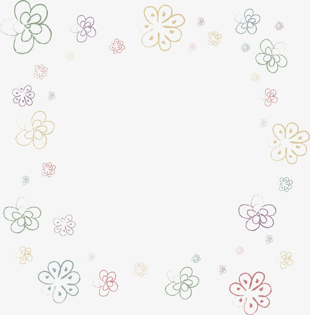 多彩清新鲜花边框纹理免抠