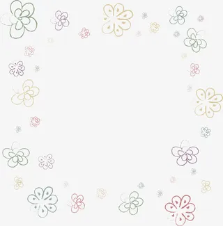 多彩清新鲜花边框纹理免抠