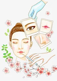 女性美容美妆卡通人物免抠