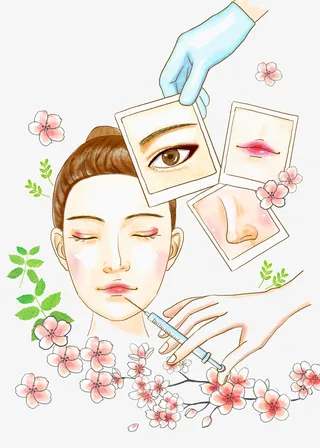 女性美容美妆卡通人物免抠