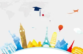 彩色水墨建筑高清