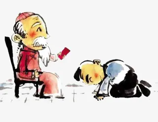 手绘古代拜年习俗免抠