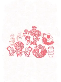 剪纸福娃舞龙喜庆新年背景高清