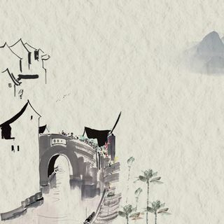 古风白色水墨山水淡雅泼墨电商主图高清