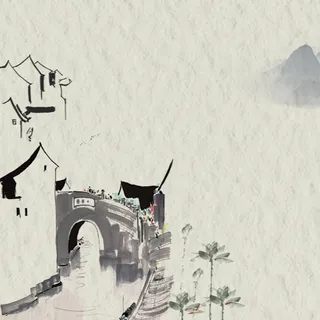 古风白色水墨山水淡雅泼墨电商主图高清