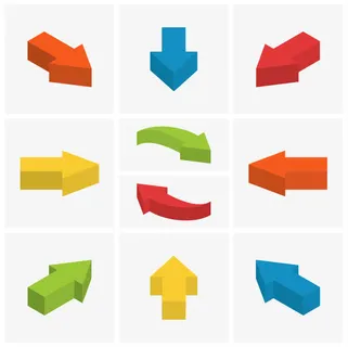 彩色3D箭头免抠