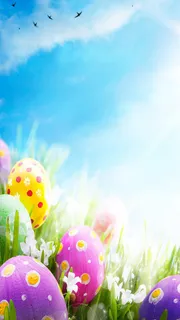 蓝天白云彩蛋复活节手机端H5背景素材高清