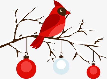 树枝上的红色小鸟免抠