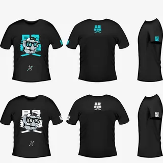 三维黑色体恤展示免抠