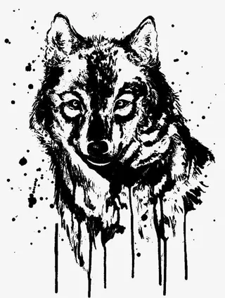 狼头矢量图上衣印花免抠