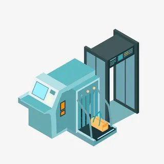 蓝色卡通安检口矢量图免抠