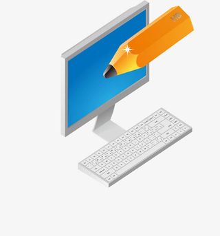 矢量蓝色台式电脑免抠