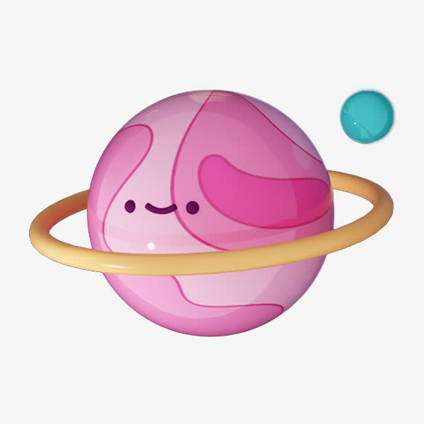 卡通立体粉色地球免抠
