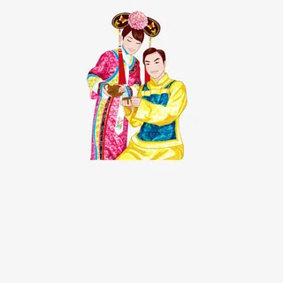 古装新郎新娘免抠