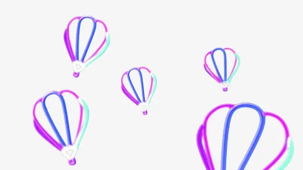 彩色荧光热气球免抠