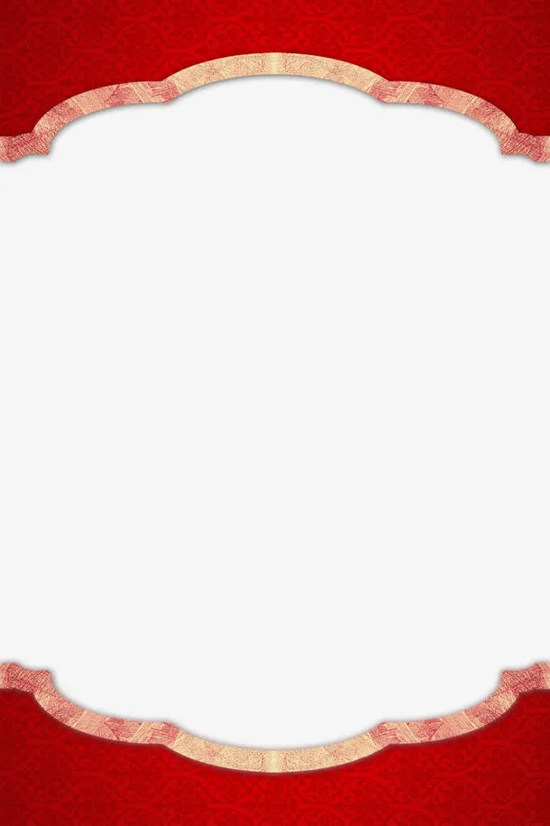 红色中国风花纹框架免抠
