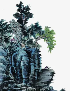 古典手绘水墨场景免抠