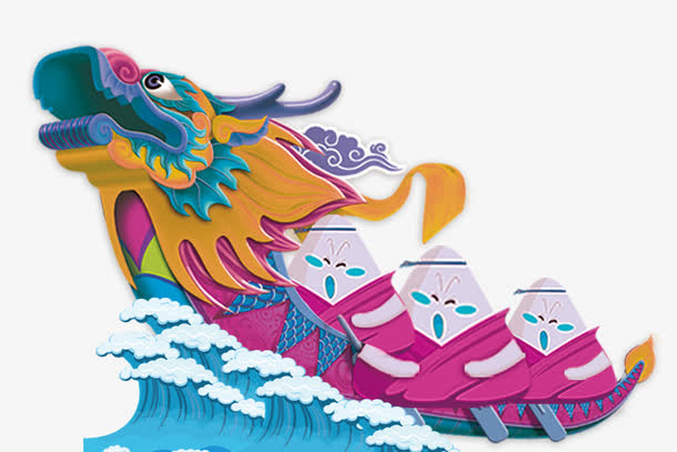 卡通端午龙舟PNG免抠
