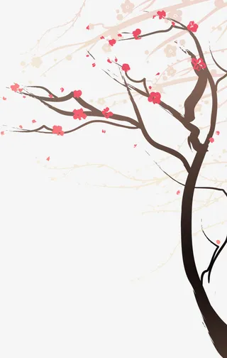 风中的梅花树免抠