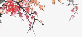 红色水墨梅花古典免抠
