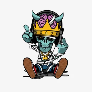 人物形体可怕的骷髅头涂鸦装饰素免抠