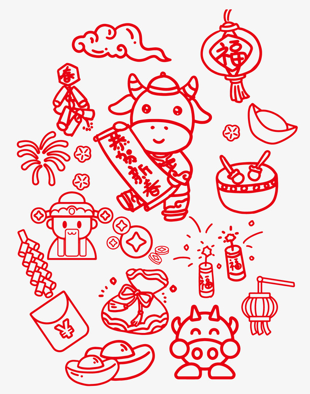 牛年剪纸免抠