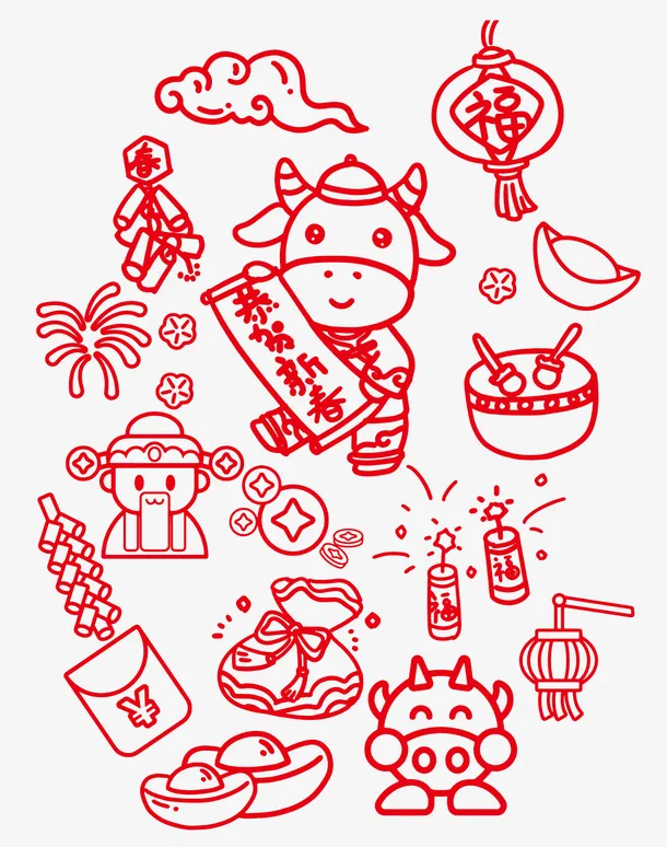 牛年剪纸免抠