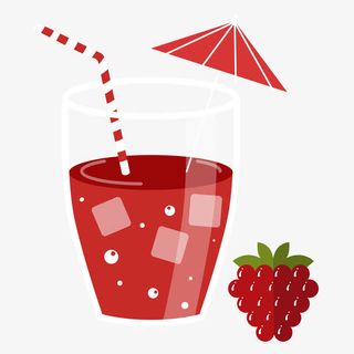 手绘矢量红葡萄饮料免抠