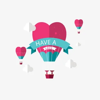 创意爱心热气球矢量图免抠