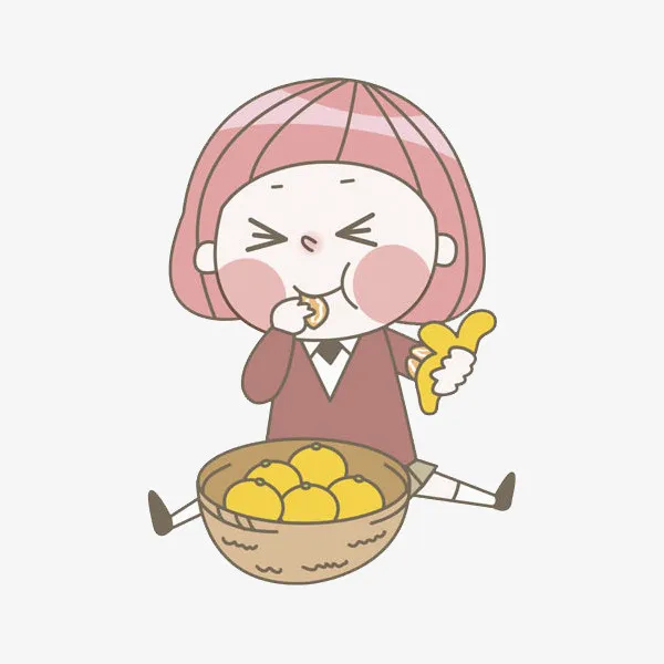 吃橙子的小女孩免抠