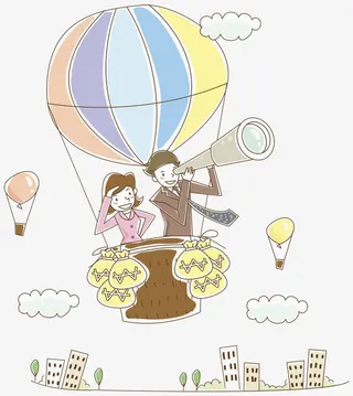 彩色热气球免抠