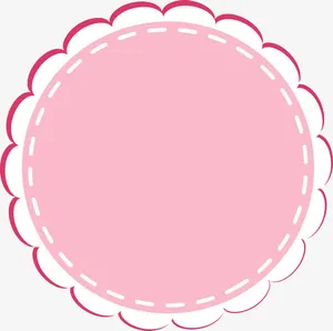 卡通可爱圆形花边边框免抠