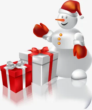 矢量雪人礼物免抠