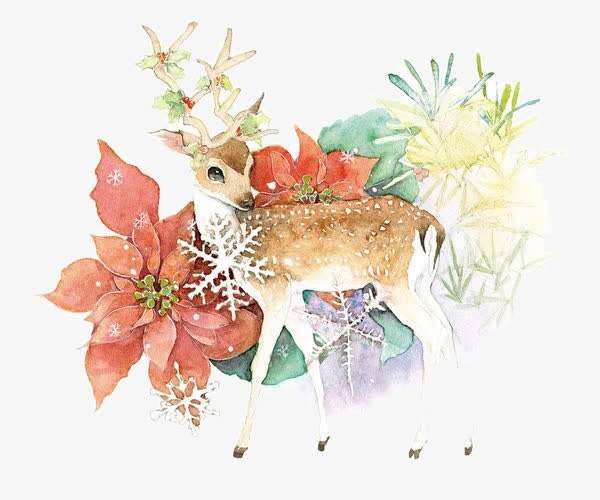 手绘梅花鹿免抠