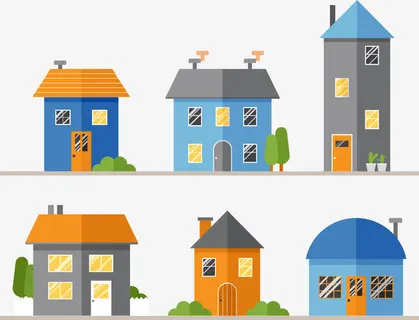 蓝色小屋矢量免抠