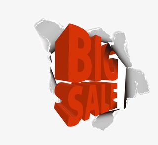 立体突破纸张红色促销标签免抠