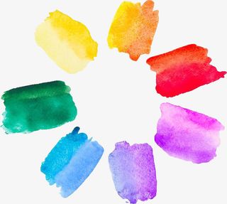 手绘水彩彩虹色块免抠