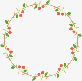 红色樱桃树藤框架免抠