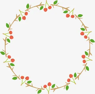 红色樱桃树藤框架免抠