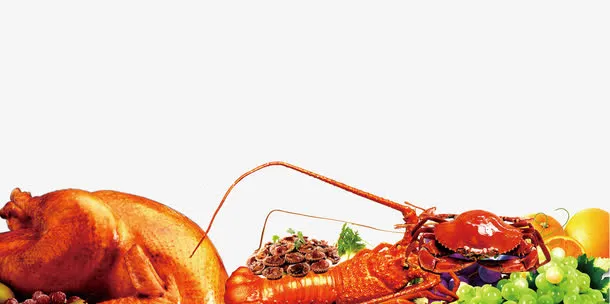 龙虾鸡肉美食边框纹理免抠