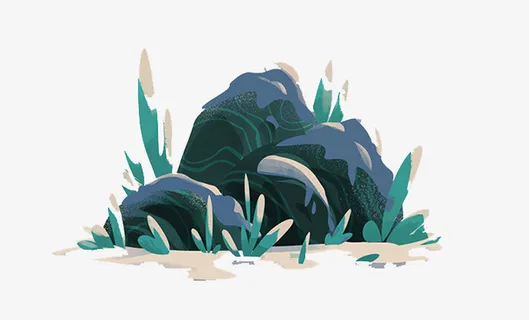 手绘的小山丘效果图免抠