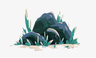 手绘的小山丘效果图免抠