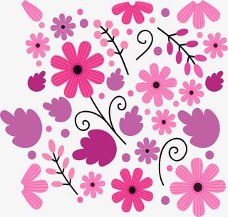 粉红春天浪漫花纹免抠