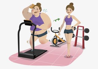 女人健身减肥插画免抠