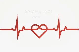 红色线条爱情心电图免抠