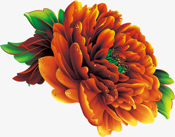 黄色盛开的花朵绿叶免抠