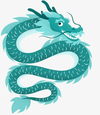 二月二龙抬头手绘插画蓝色中国风免抠