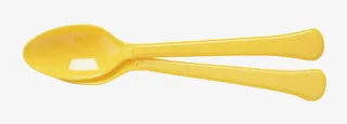黄色长把塑料勺子免扣png素材免抠
