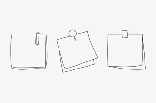 手绘卡通方形线条便签纸边框免抠