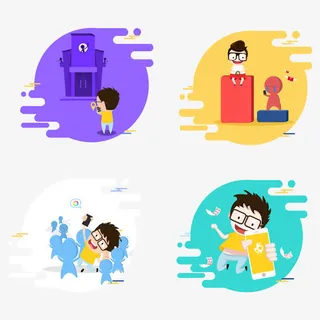 卡通旅游APP引导页素材免抠